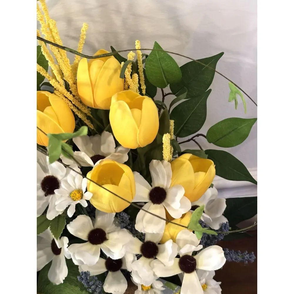 Easter Bunny Basket Center Piece with Tulips and Daisey's